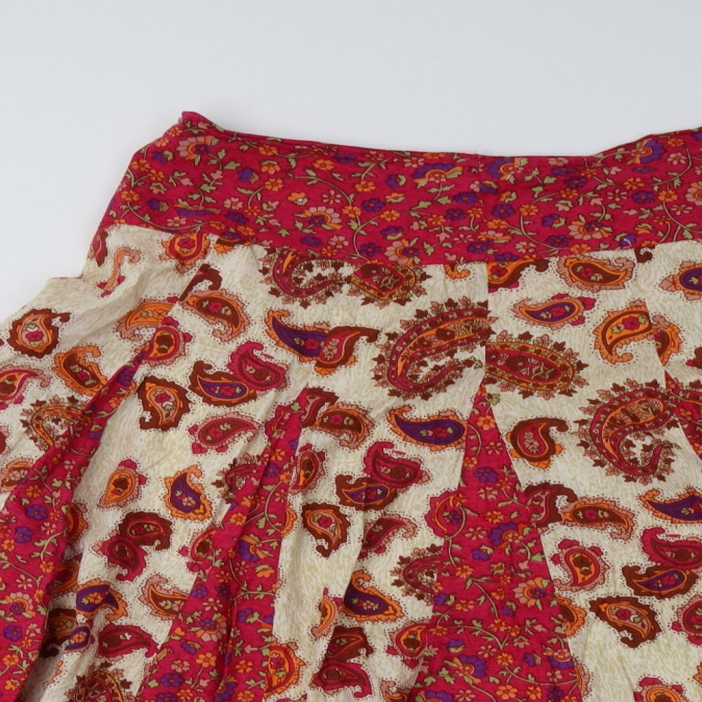 Phool Womens Pink Paisley  Flare Skirt Size 12