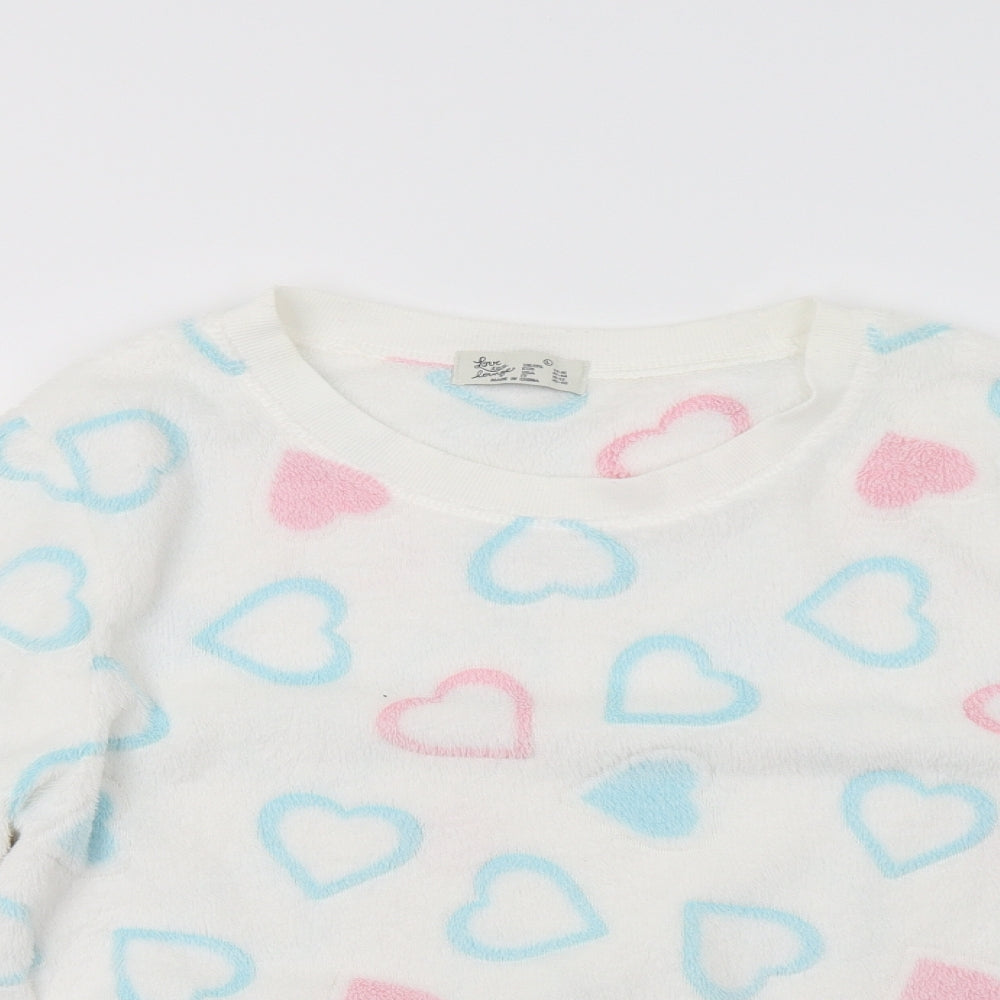 Primark Womens White   Top Pyjama Top Size L  - Heart Print