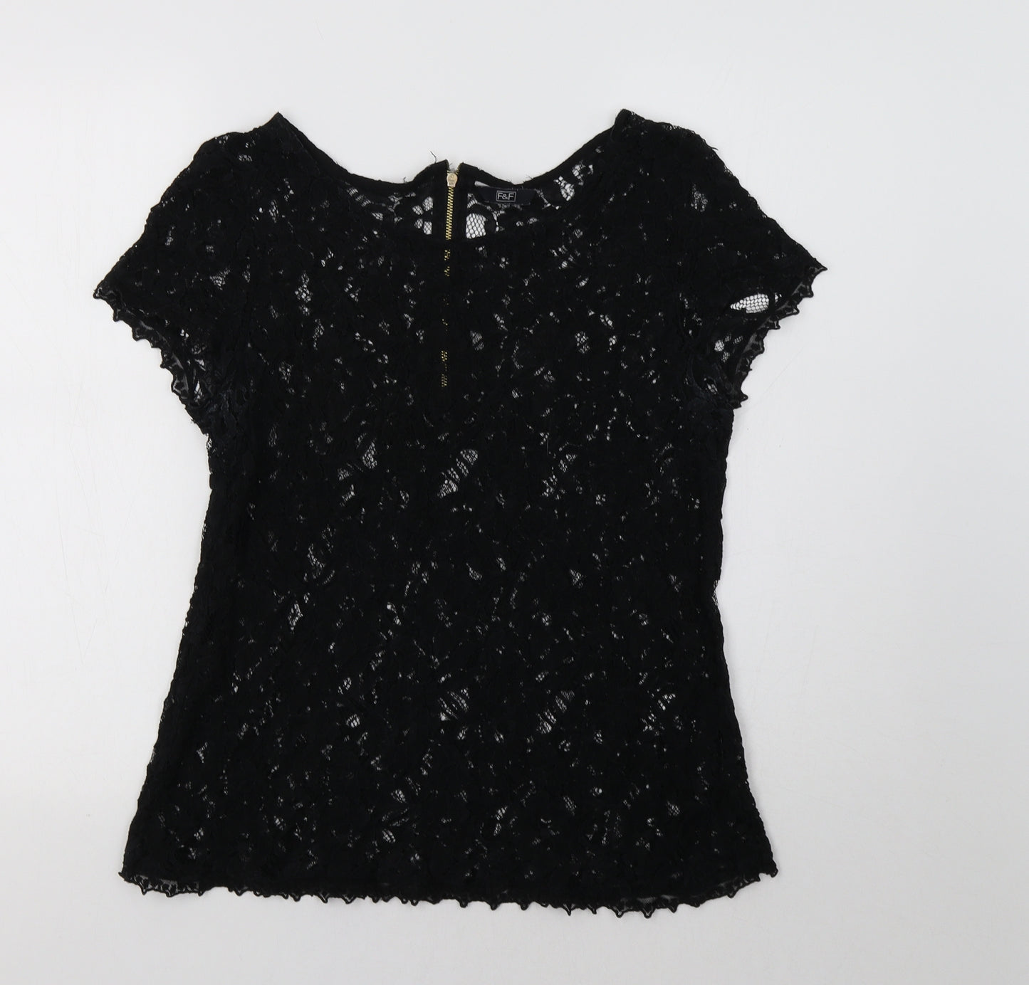 F&F Womens Black Floral  Basic Blouse Size 16
