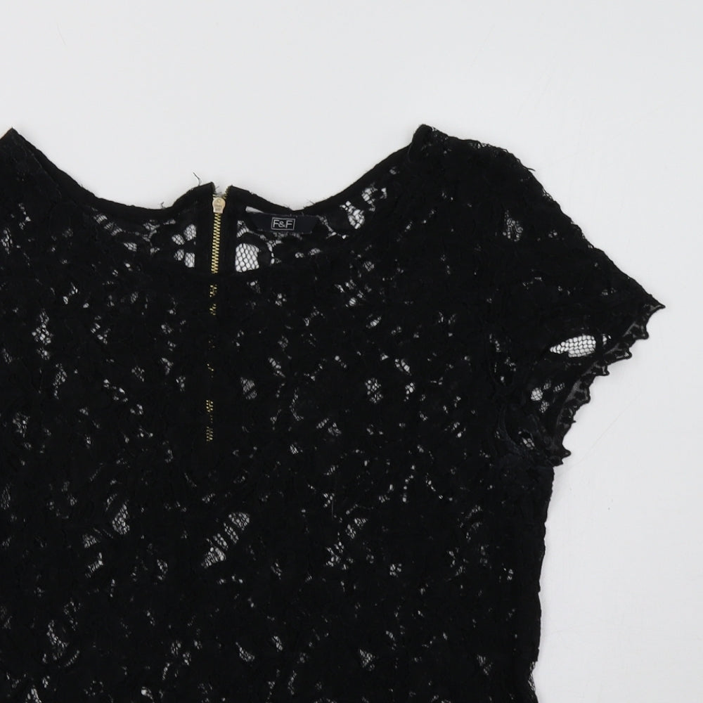 F&F Womens Black Floral  Basic Blouse Size 16