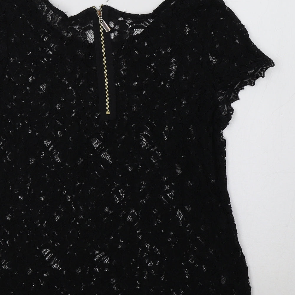 F&F Womens Black Floral  Basic Blouse Size 16