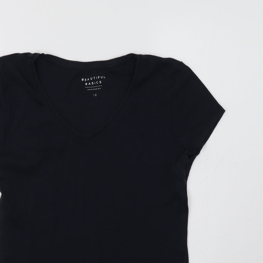Peacocs Womens Blue   Basic T-Shirt Size 14