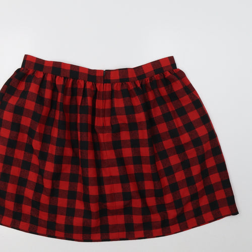 Black Premium Womens Red Check  Mini Skirt Size XL