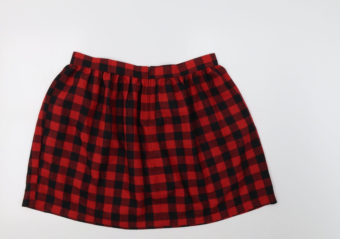 Black Premium Womens Red Check  Mini Skirt Size XL