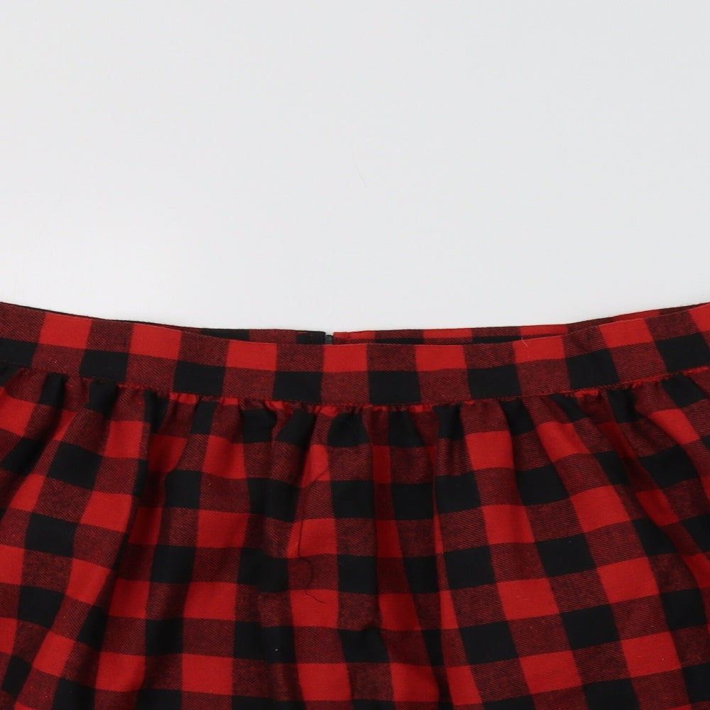 Black Premium Womens Red Check  Mini Skirt Size XL