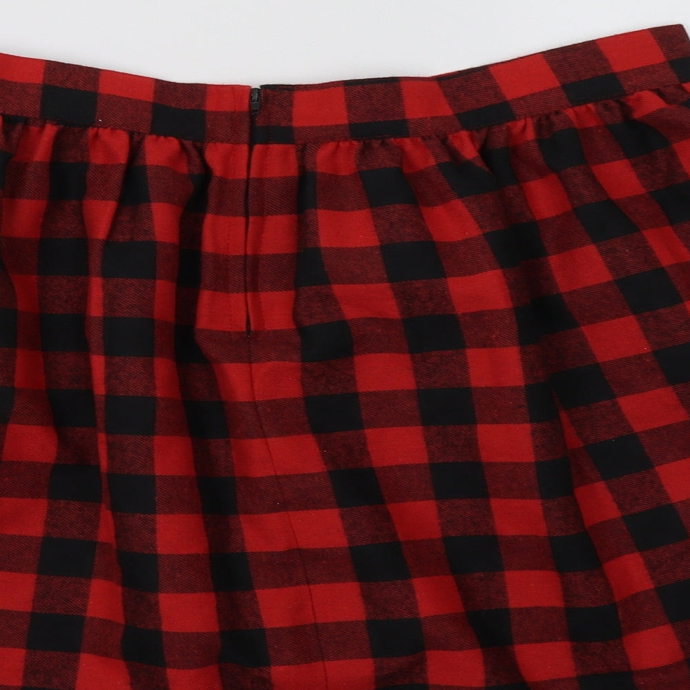 Black Premium Womens Red Check  Mini Skirt Size XL