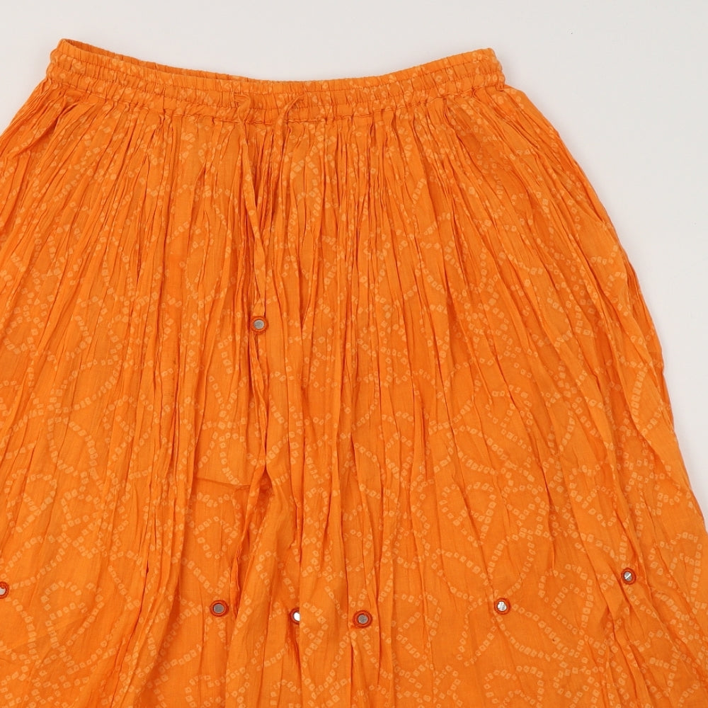 Kushi Womens Orange Geometric  Flare Skirt Size 14