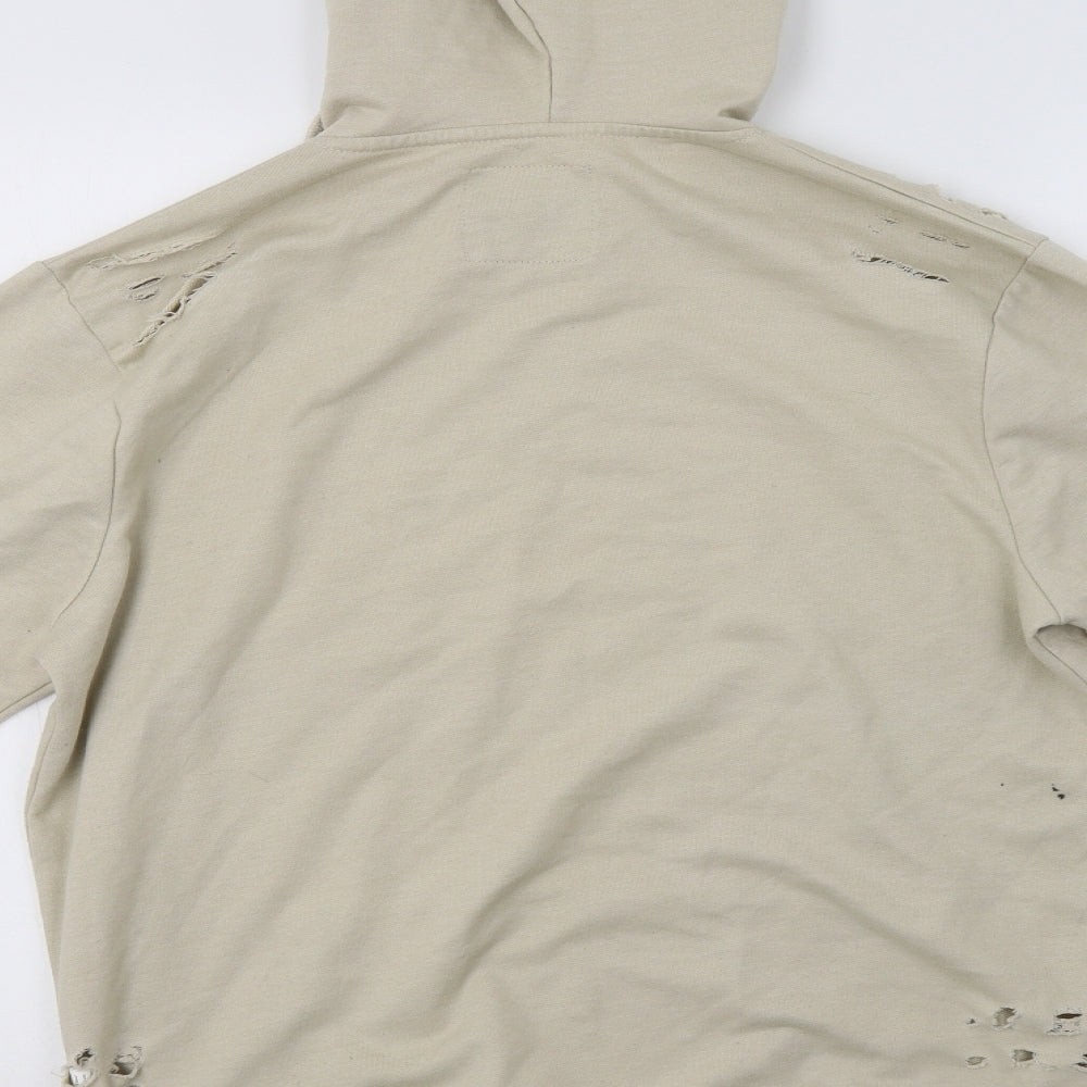 Boohoo Man Mens Beige   Pullover Hoodie Size S