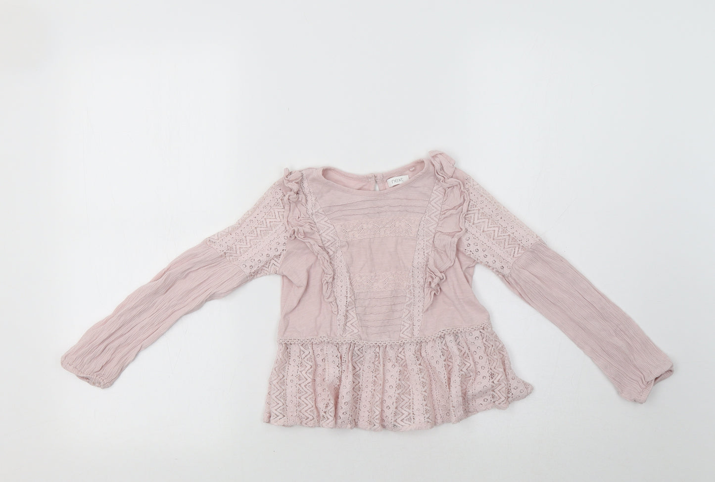 NEXT Girls Pink   Basic Blouse Size 4 Years  - Lace Detail