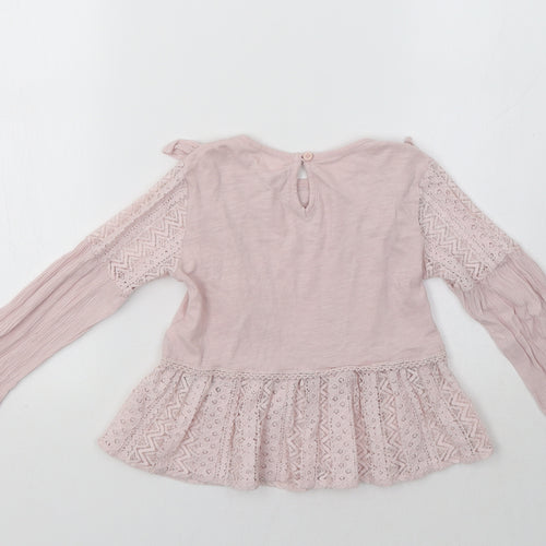 NEXT Girls Pink   Basic Blouse Size 4 Years  - Lace Detail