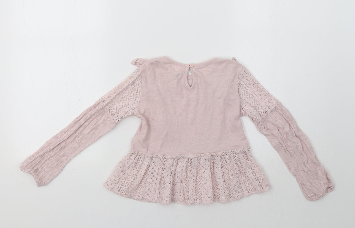 NEXT Girls Pink   Basic Blouse Size 4 Years  - Lace Detail