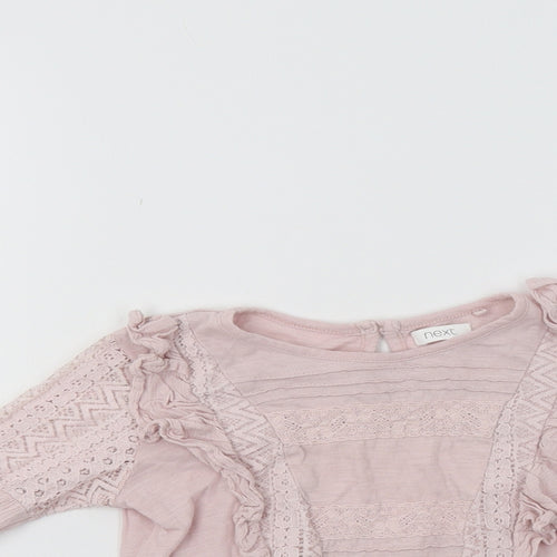 NEXT Girls Pink   Basic Blouse Size 4 Years  - Lace Detail