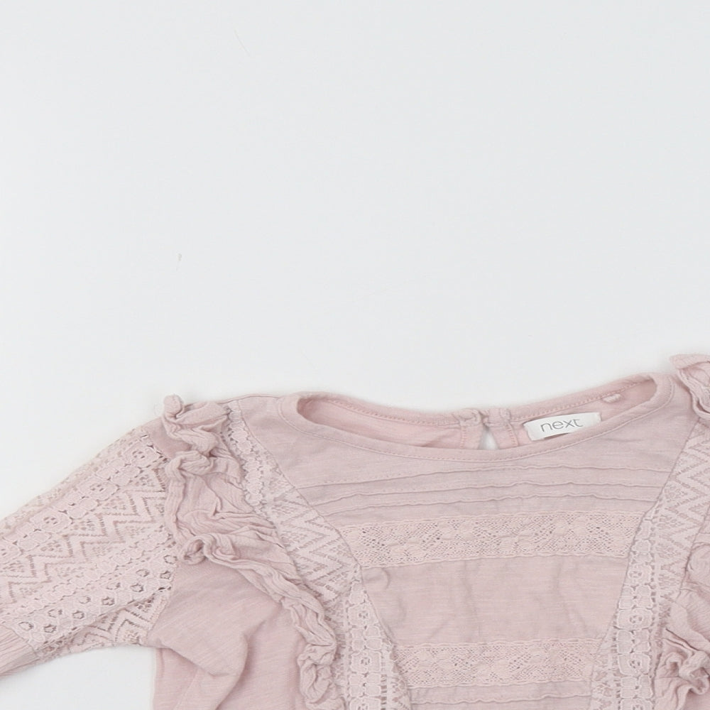 NEXT Girls Pink   Basic Blouse Size 4 Years  - Lace Detail