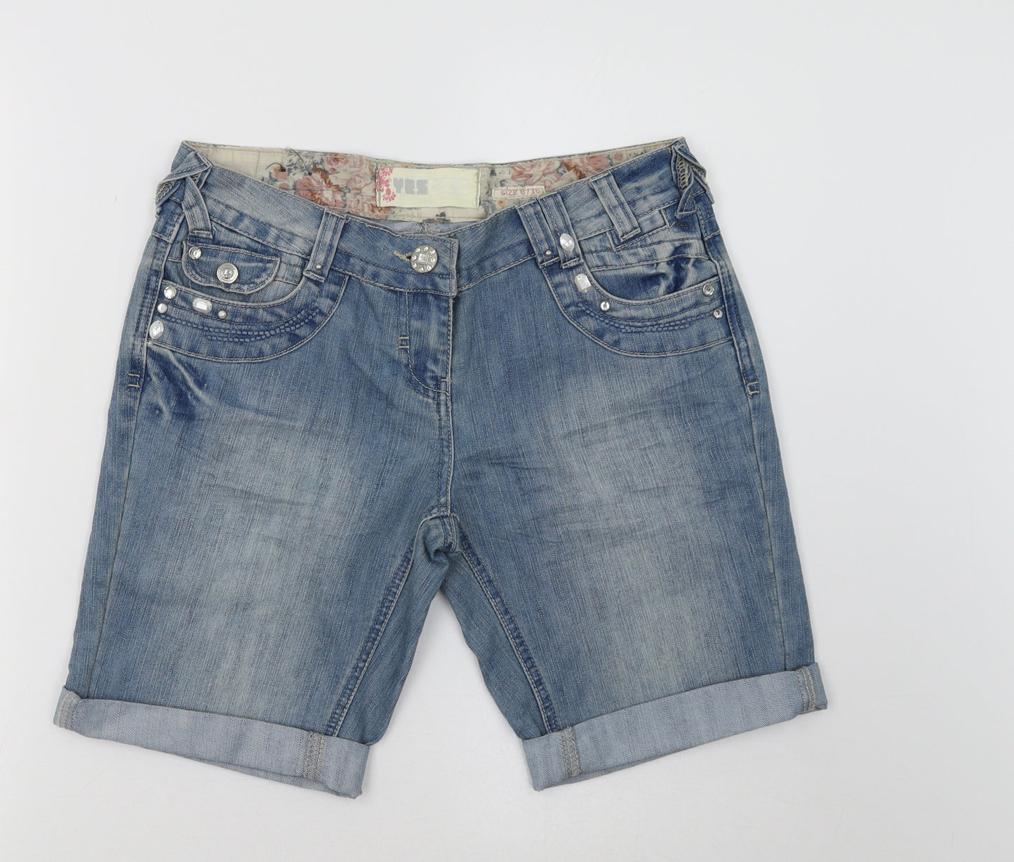 Yes Yez Womens Blue   Boyfriend Shorts Size 8