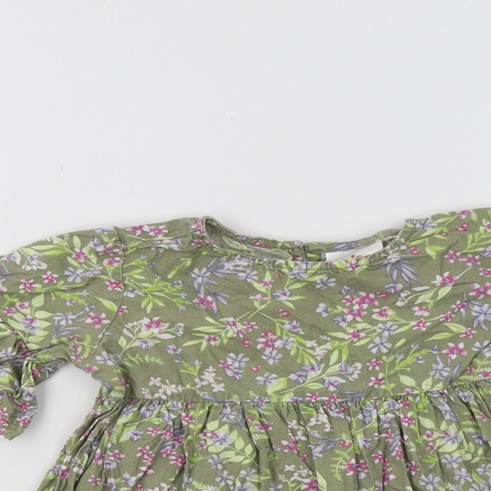 E-vie Baby Green Floral  Fit & Flare  Size 12-18 Months