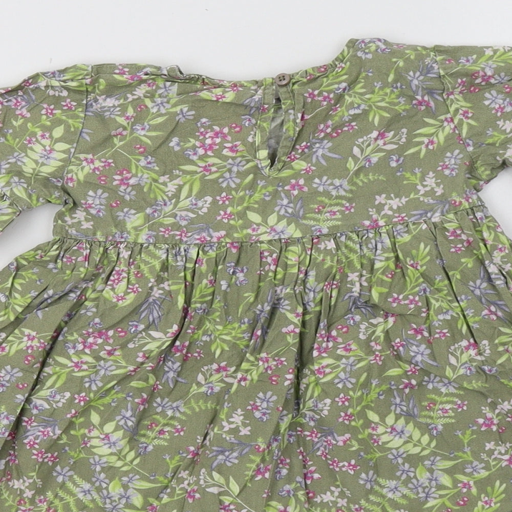 E-vie Baby Green Floral  Fit & Flare  Size 12-18 Months