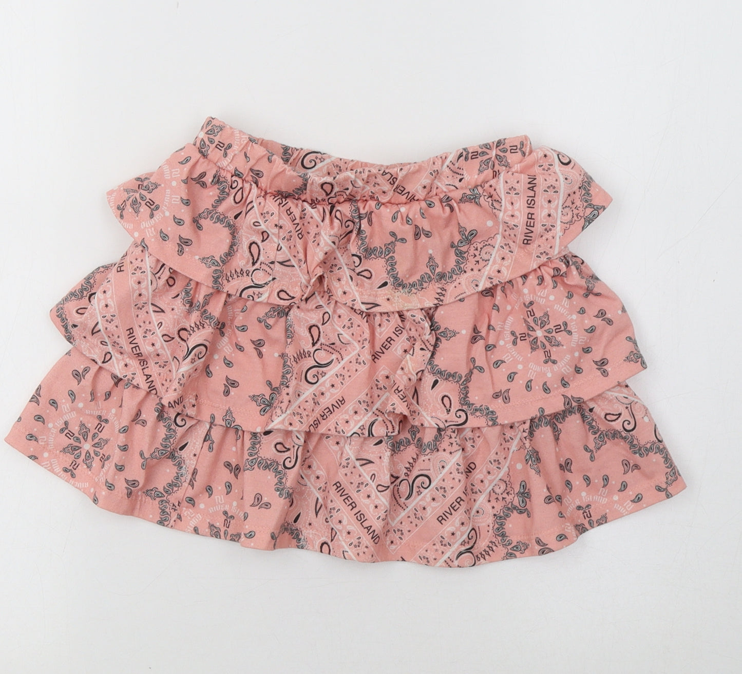 River Island Girls Pink Paisley  Flare Skirt Size 7-8 Years