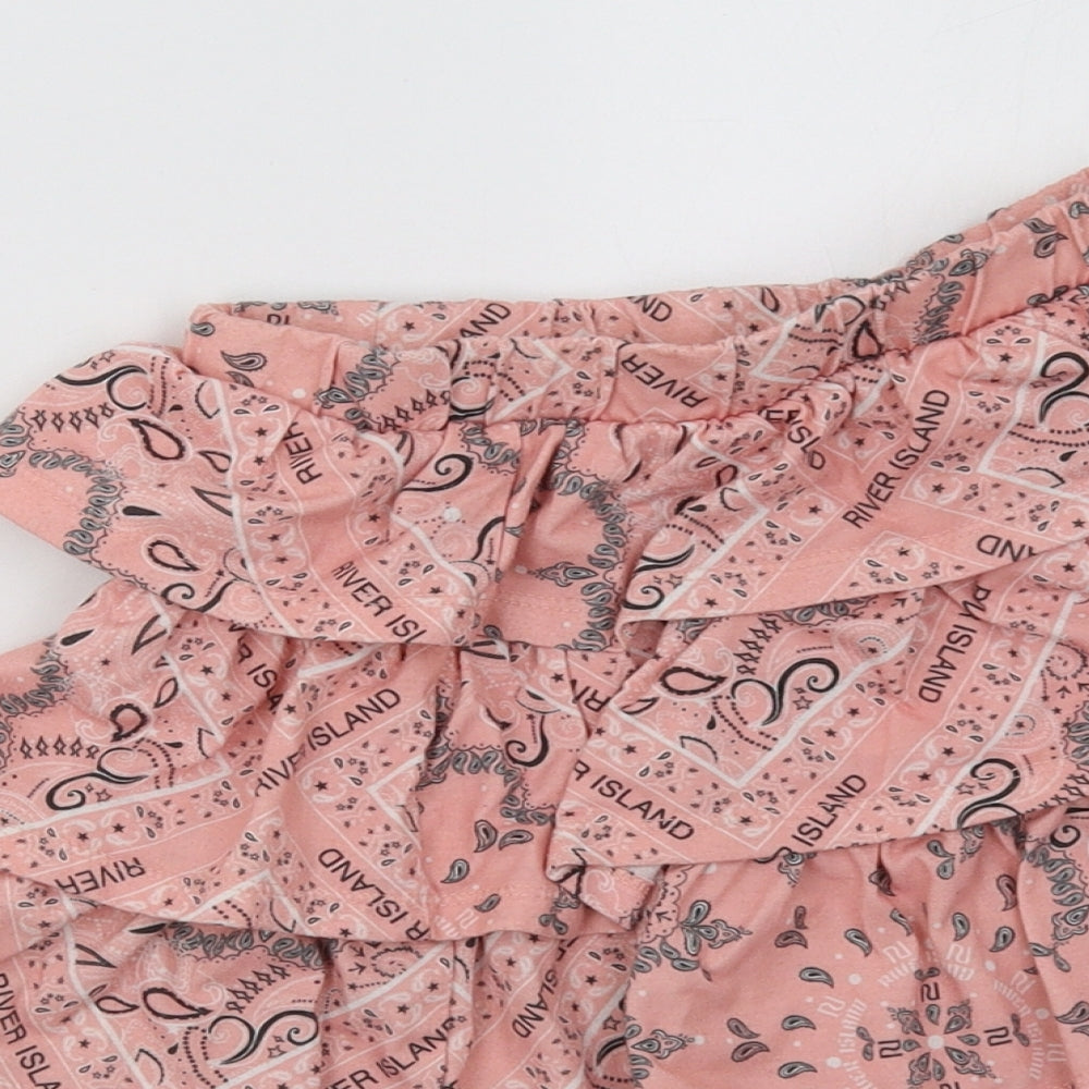 River Island Girls Pink Paisley  Flare Skirt Size 7-8 Years