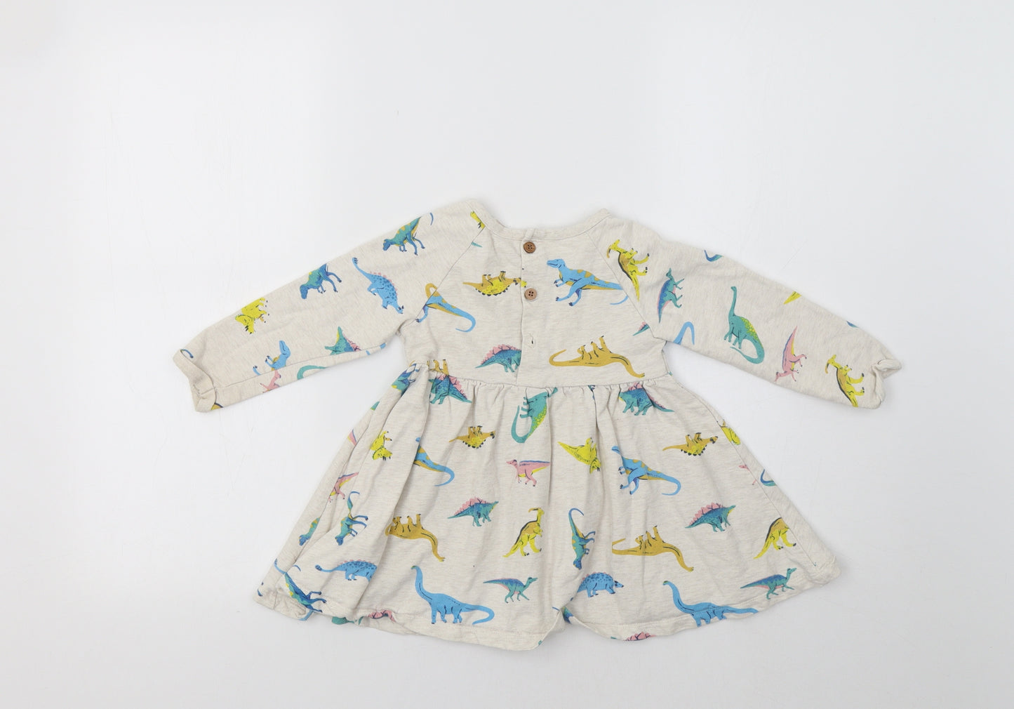 John Lewis Baby Beige   Fit & Flare  Size 12-18 Months  - Dinosaur Print