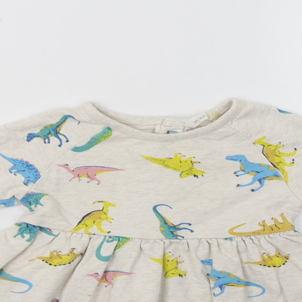 John Lewis Baby Beige   Fit & Flare  Size 12-18 Months  - Dinosaur Print