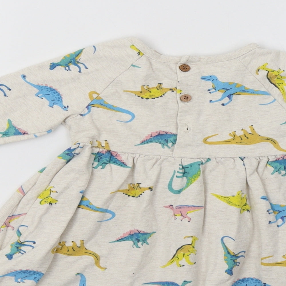 John Lewis Baby Beige   Fit & Flare  Size 12-18 Months  - Dinosaur Print