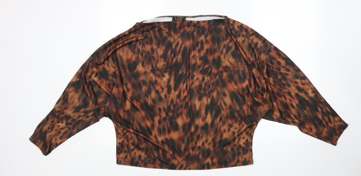 Lipsy Womens Multicoloured Animal Print  Basic Blouse Size 14
