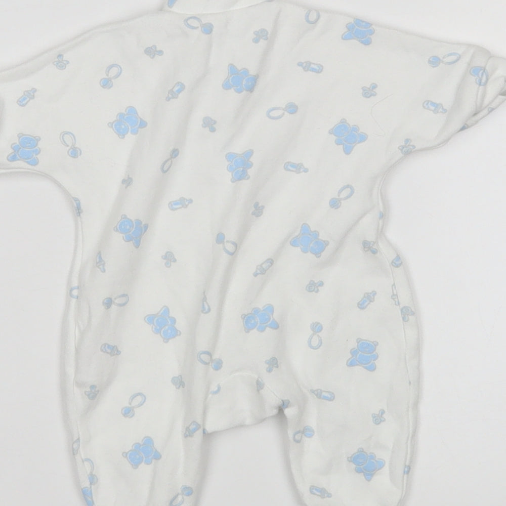 BabyPrem Boys White   Babygrow One-Piece Size Newborn