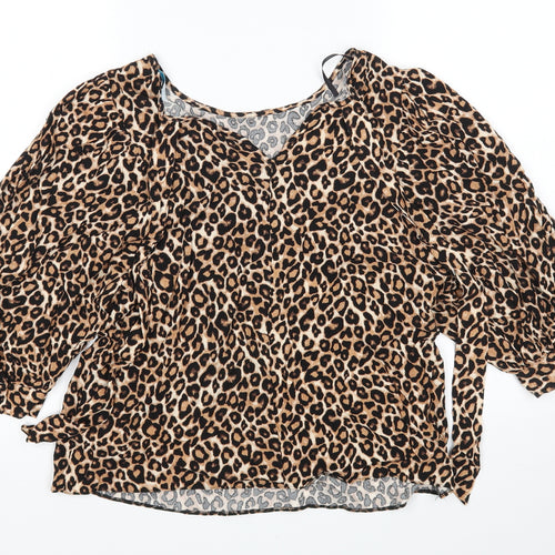 Primark Womens Multicoloured Animal Print  Basic Blouse Size 12