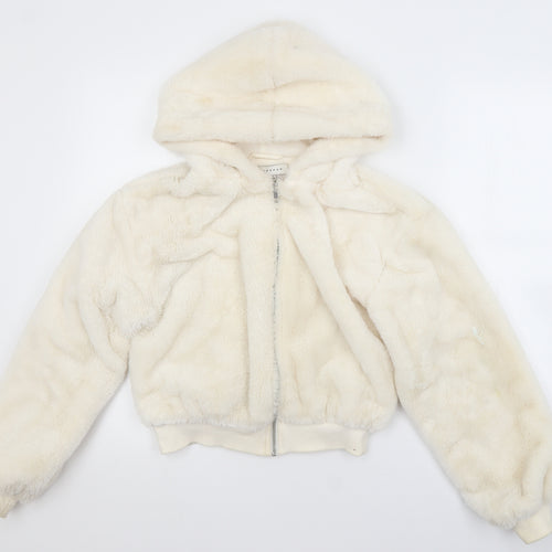 Topshop Womens White   Full Zip Hoodie Size XS