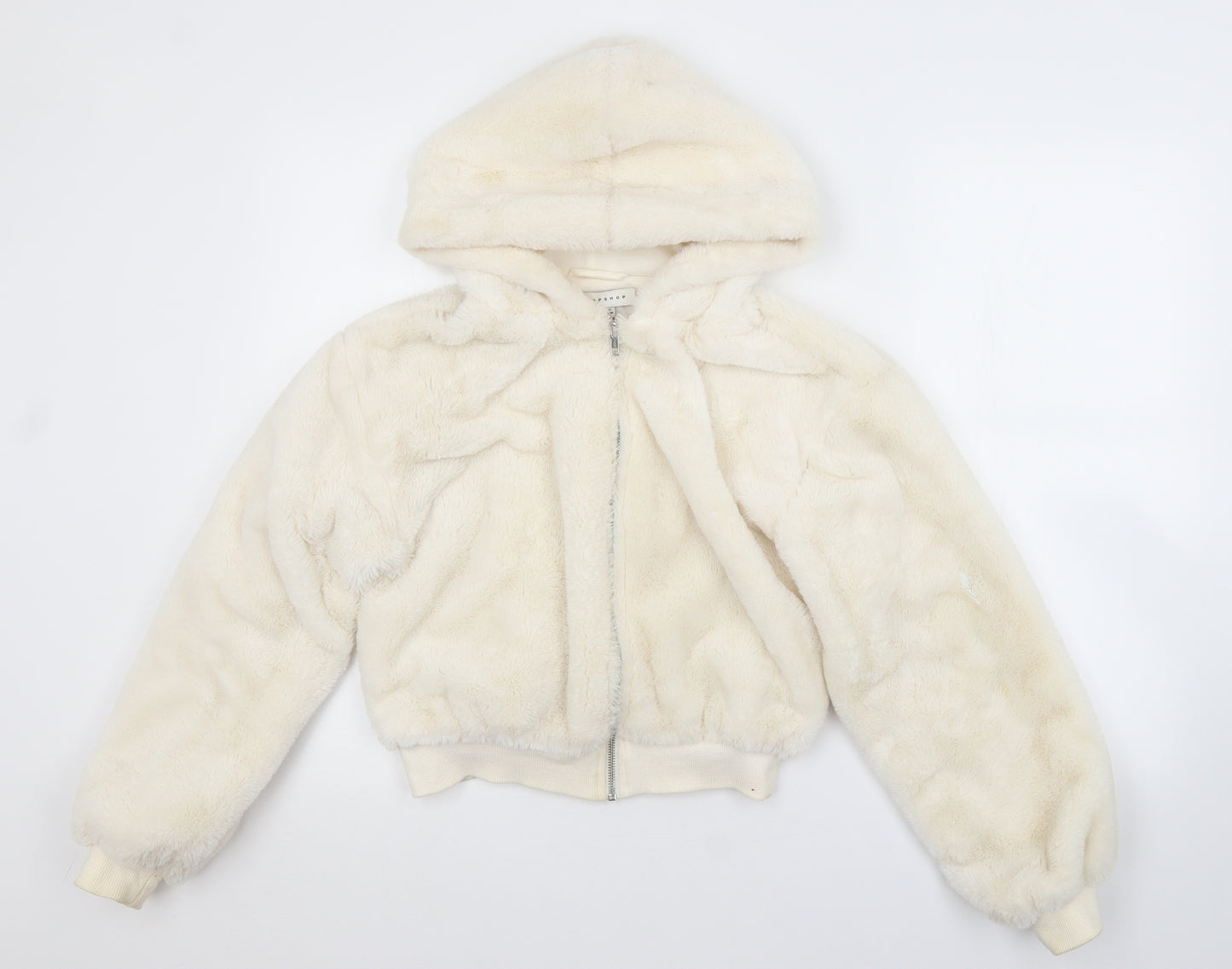 Topshop Womens White   Full Zip Hoodie Size XS