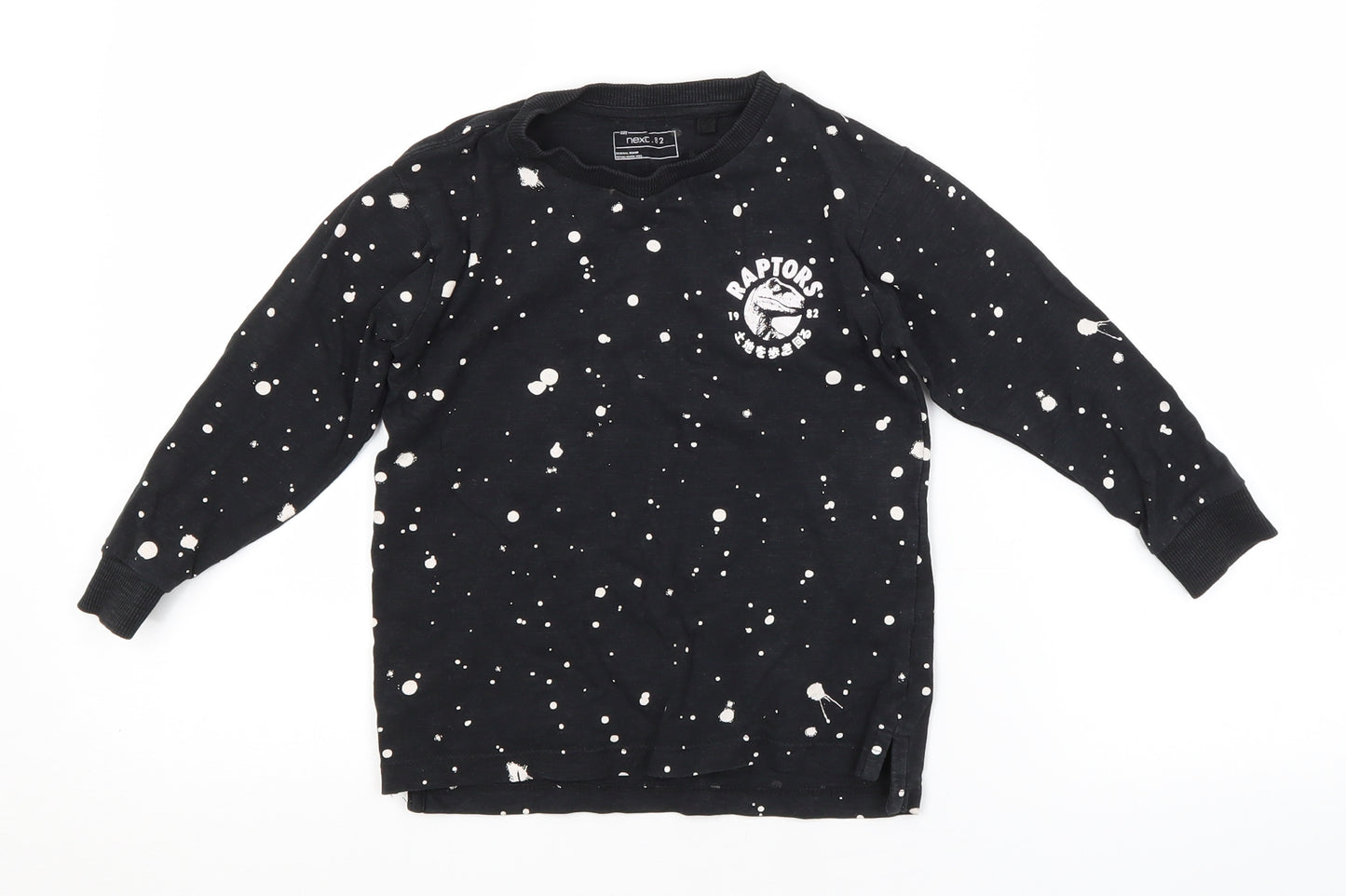 NEXT Boys Black Spotted  Basic T-Shirt Size 4 Years