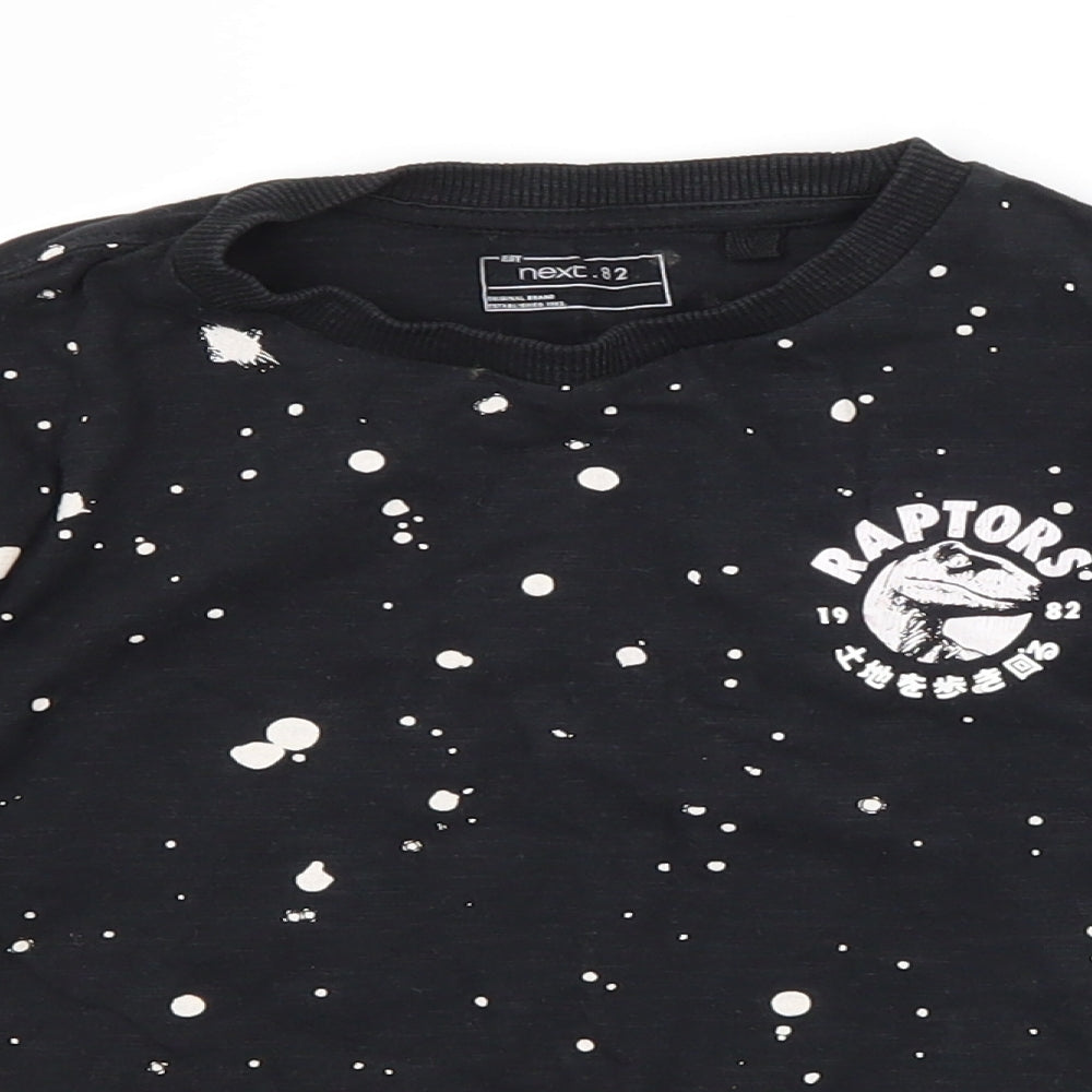 NEXT Boys Black Spotted  Basic T-Shirt Size 4 Years