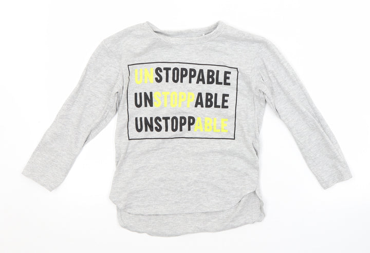 George Girls Grey Batik  Basic T-Shirt Size 5-6 Years
