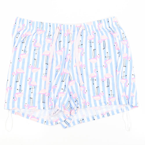 Preworn Womens Blue Striped   Sleep Shorts Size 16  - FLAMINGO
