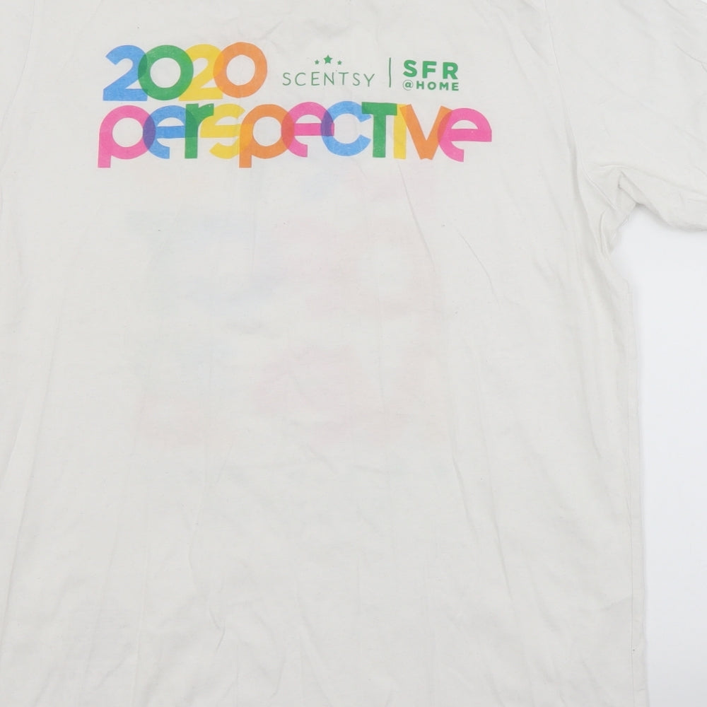 Canvas Mens White    T-Shirt Size L