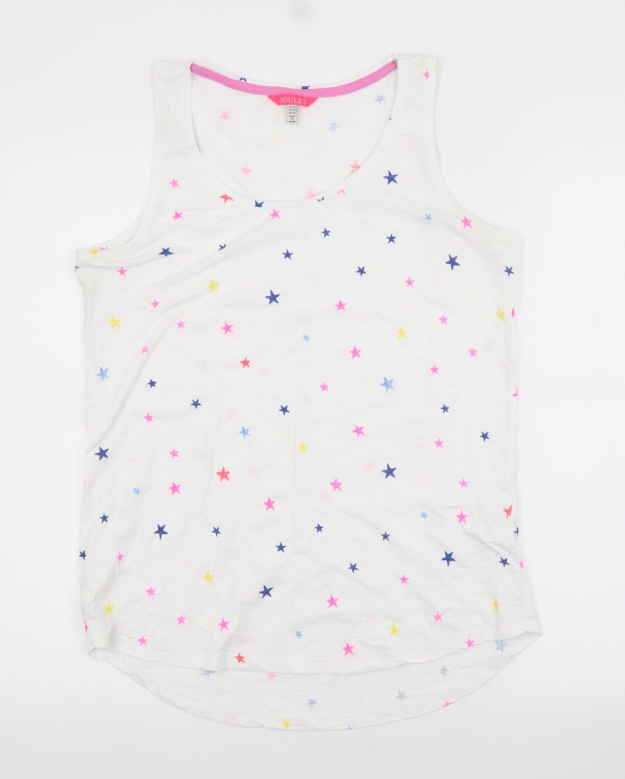 Joules Womens White Argyle/Diamond  Top Pyjama Top Size 14