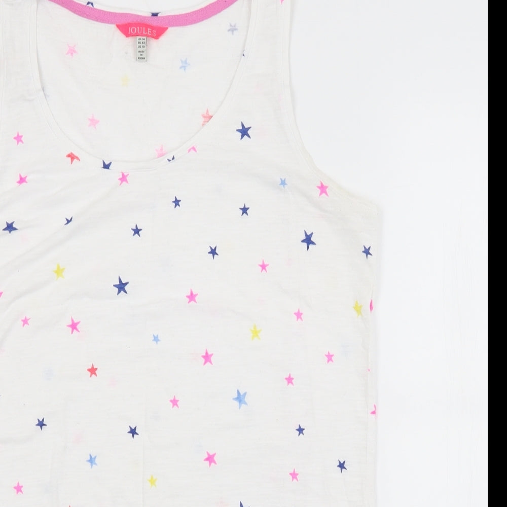 Joules Womens White Argyle/Diamond  Top Pyjama Top Size 14