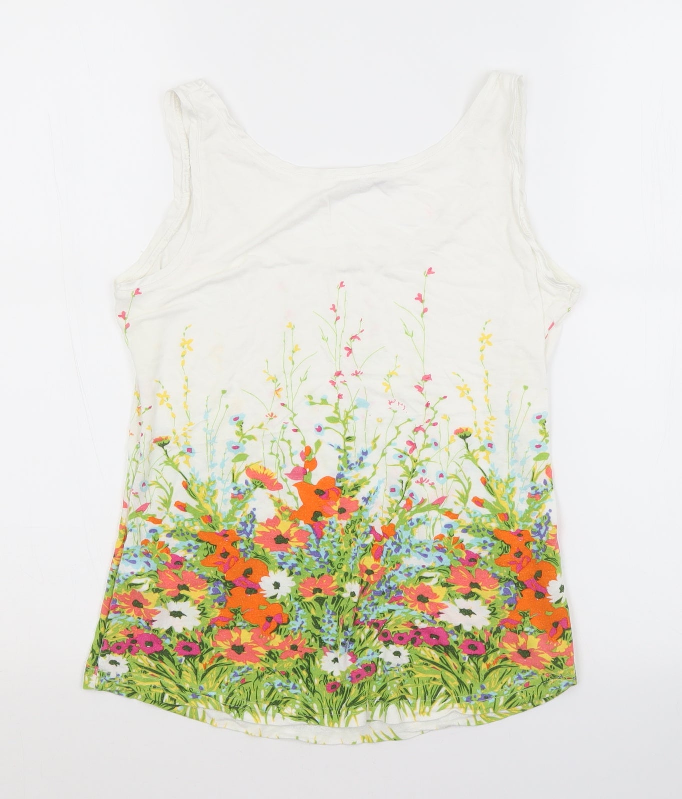 Oasis Womens White Floral  Basic Tank Size S