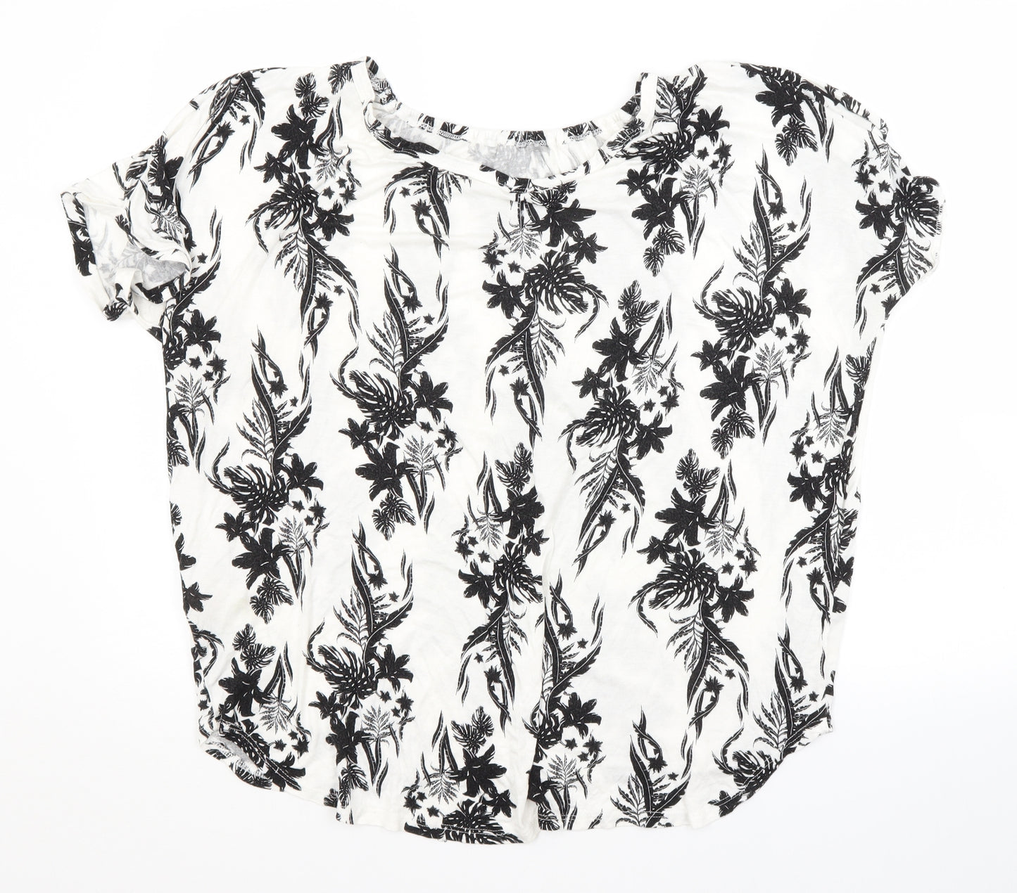 Peacocks Womens White Floral  Basic T-Shirt Size 18