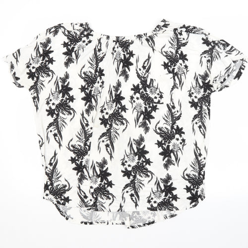 Peacocks Womens White Floral  Basic T-Shirt Size 18