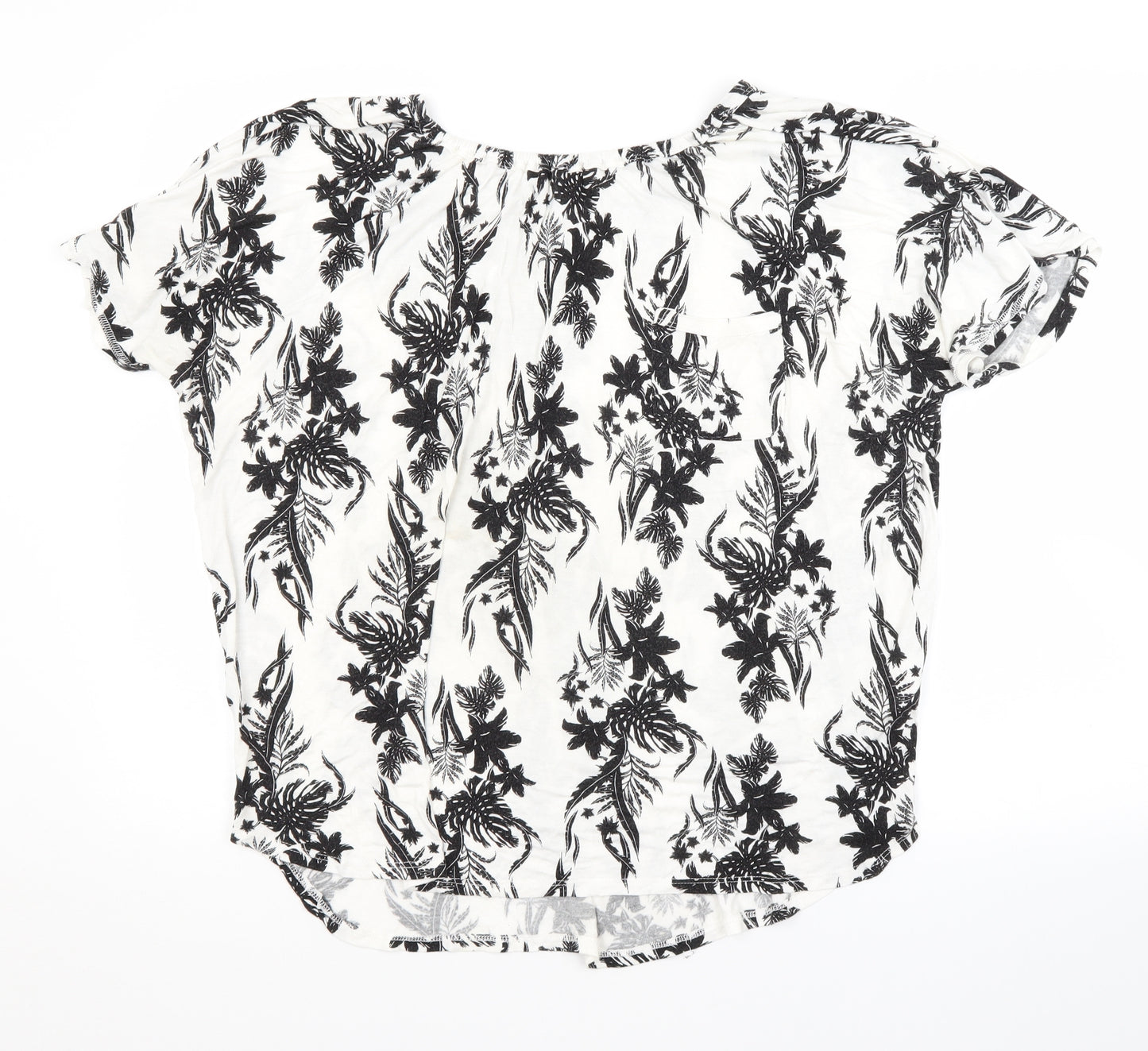 Peacocks Womens White Floral  Basic T-Shirt Size 18