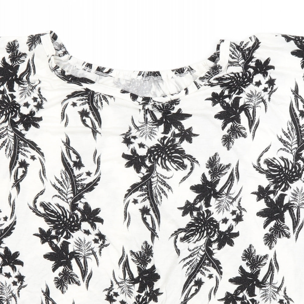 Peacocks Womens White Floral  Basic T-Shirt Size 18