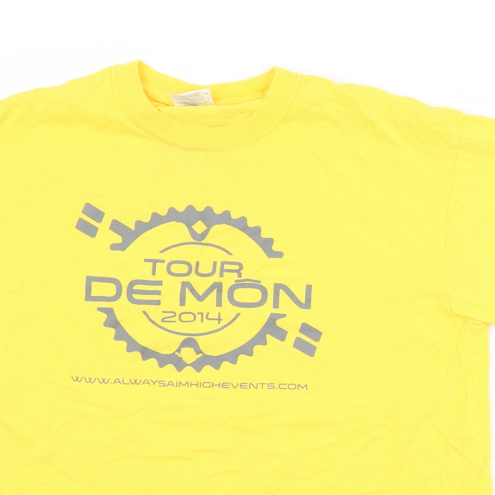 Gildan Mens Yellow    T-Shirt Size M