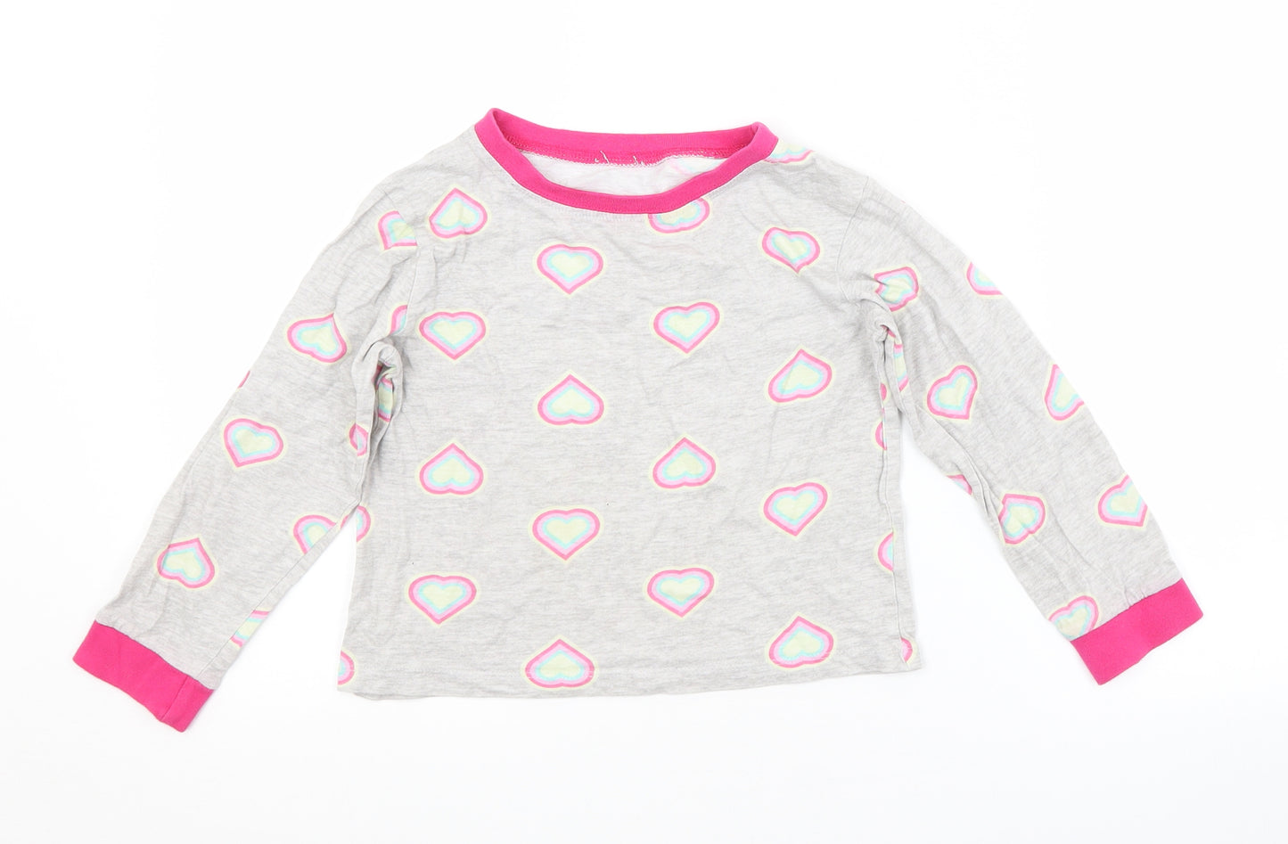 Preworn Girls Grey Geometric  Basic T-Shirt Size 5-6 Years