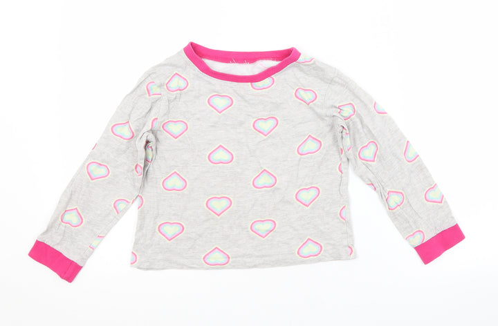 Preworn Girls Grey Geometric  Basic T-Shirt Size 5-6 Years