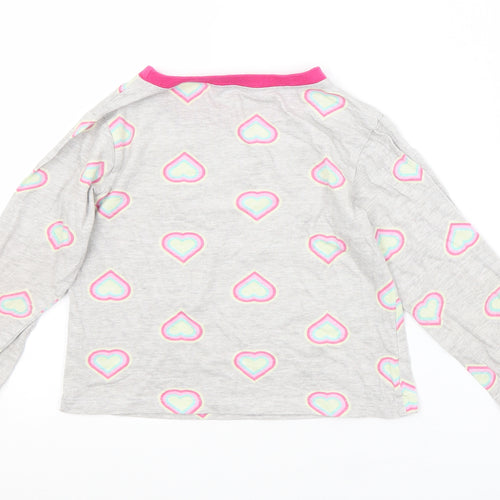 Preworn Girls Grey Geometric  Basic T-Shirt Size 5-6 Years