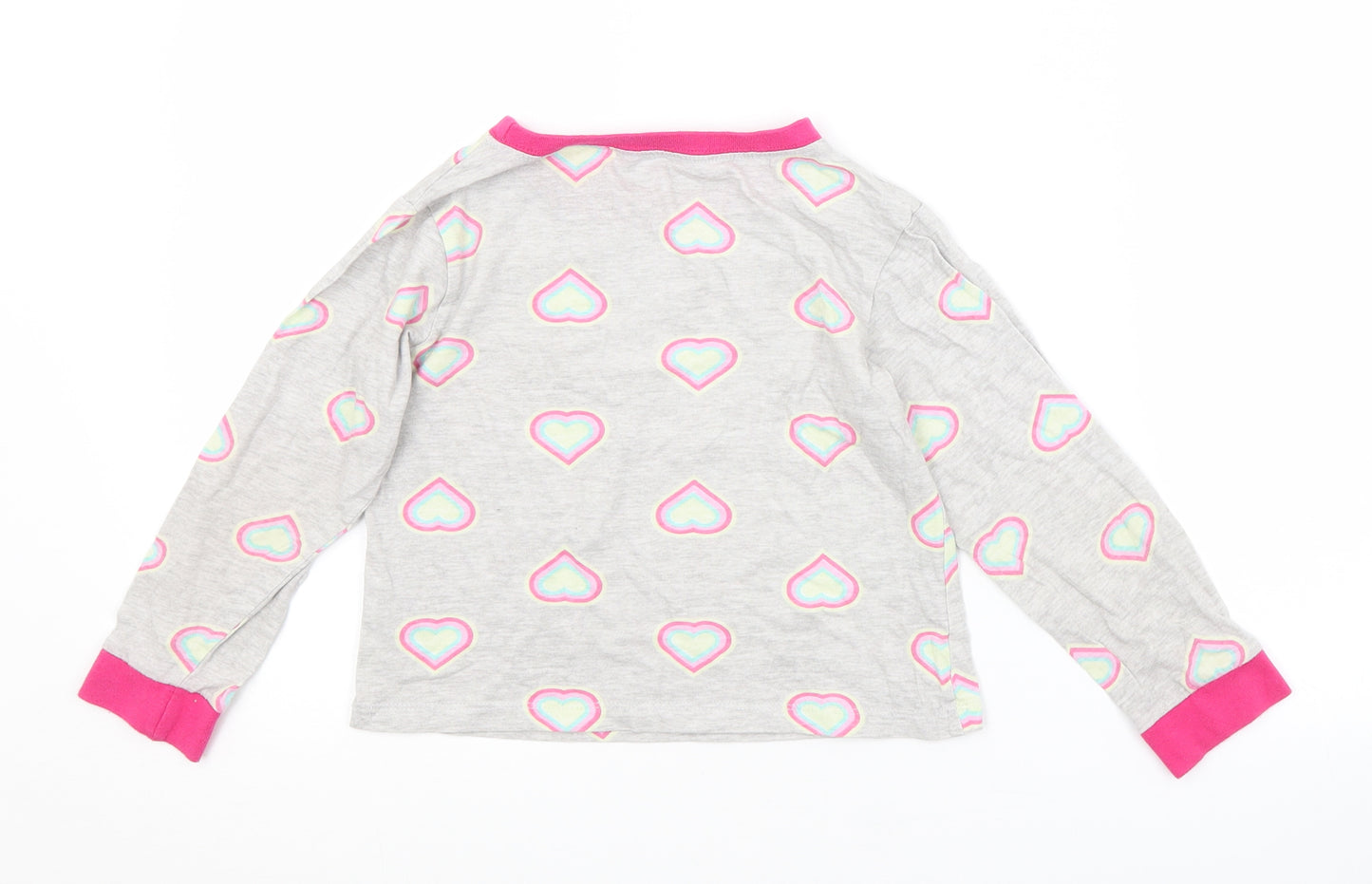 Preworn Girls Grey Geometric  Basic T-Shirt Size 5-6 Years