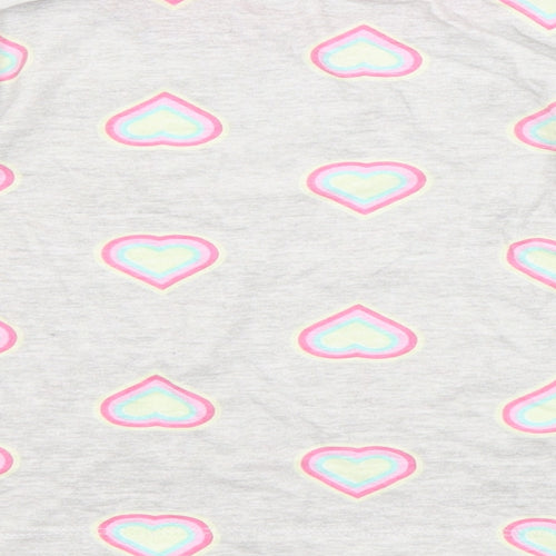 Preworn Girls Grey Geometric  Basic T-Shirt Size 5-6 Years