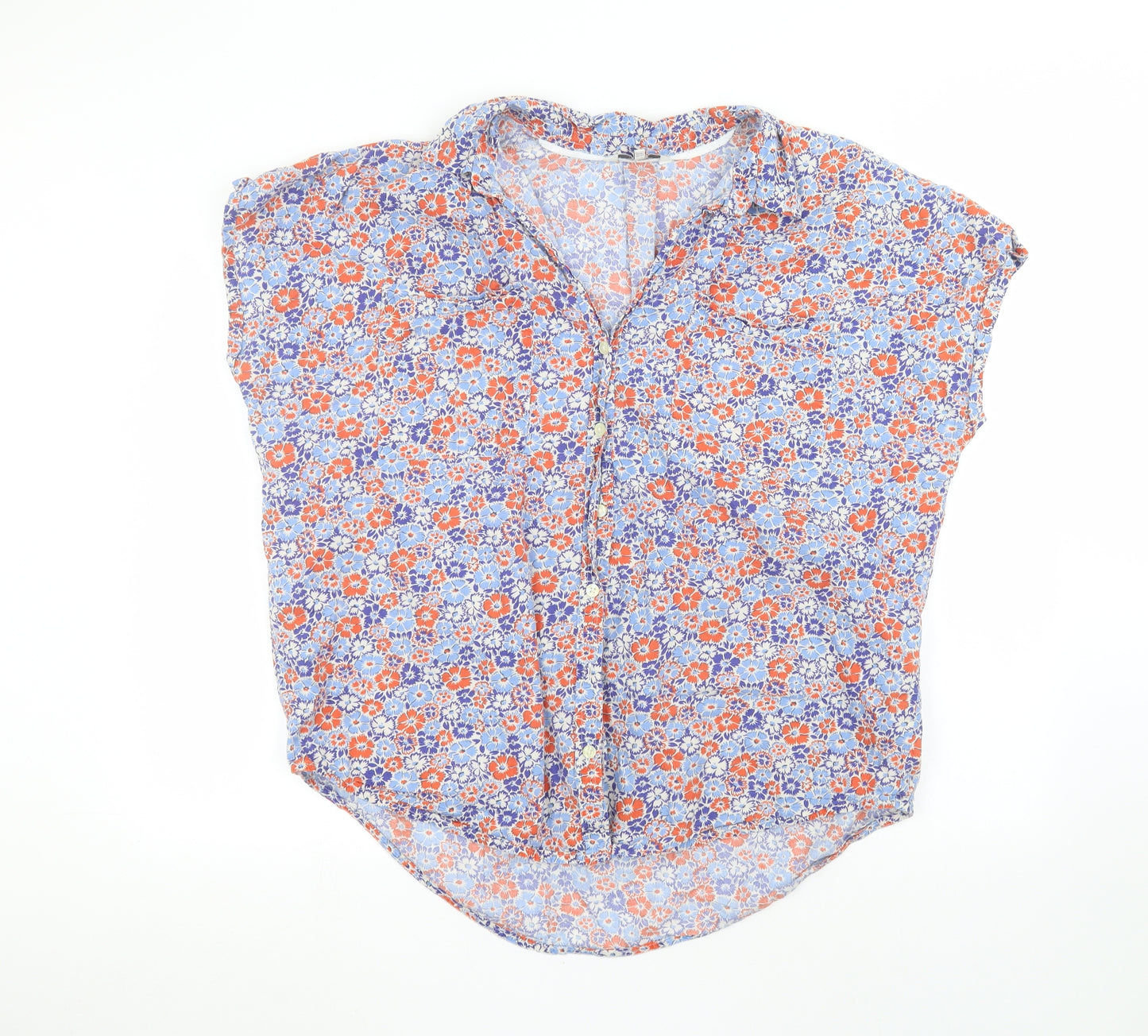 NEXT Womens Blue Floral  Basic Button-Up Size L