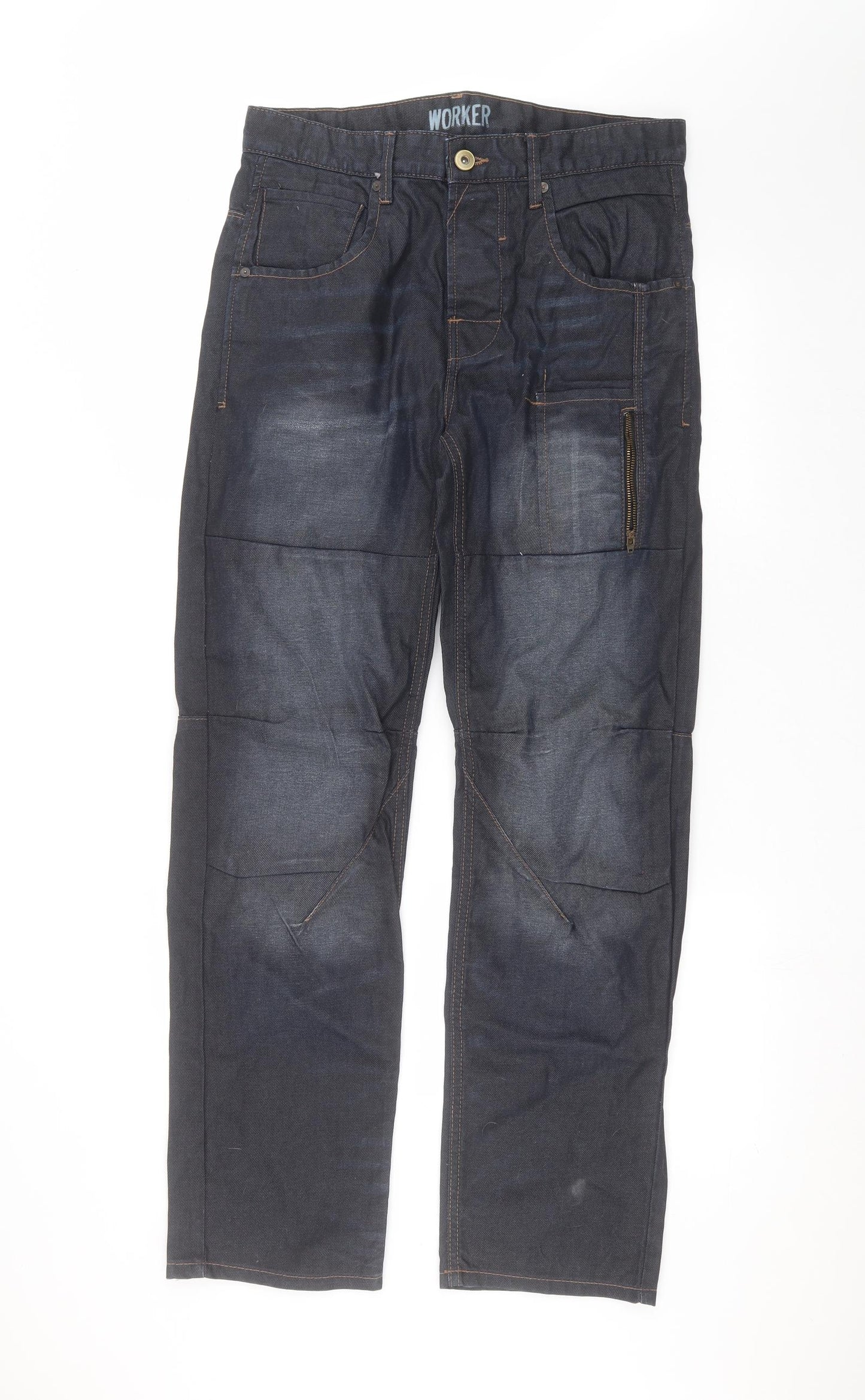 WORKER Mens Blue   Straight Jeans Size 32 in L32 in